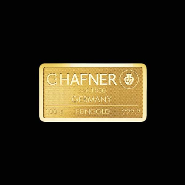 100 g Goldbarren, C. Hafner (geprägt)
