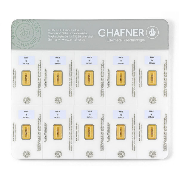 10 x 1 g Goldbarren SmartPack, C. Hafner