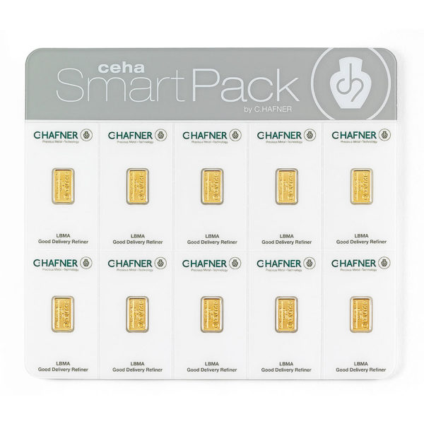 10 x 1 g Goldbarren SmartPack, C. Hafner