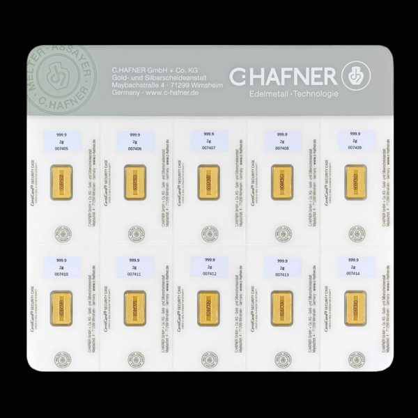 10 x 2 g Goldbarren SmartPack, C. Hafner